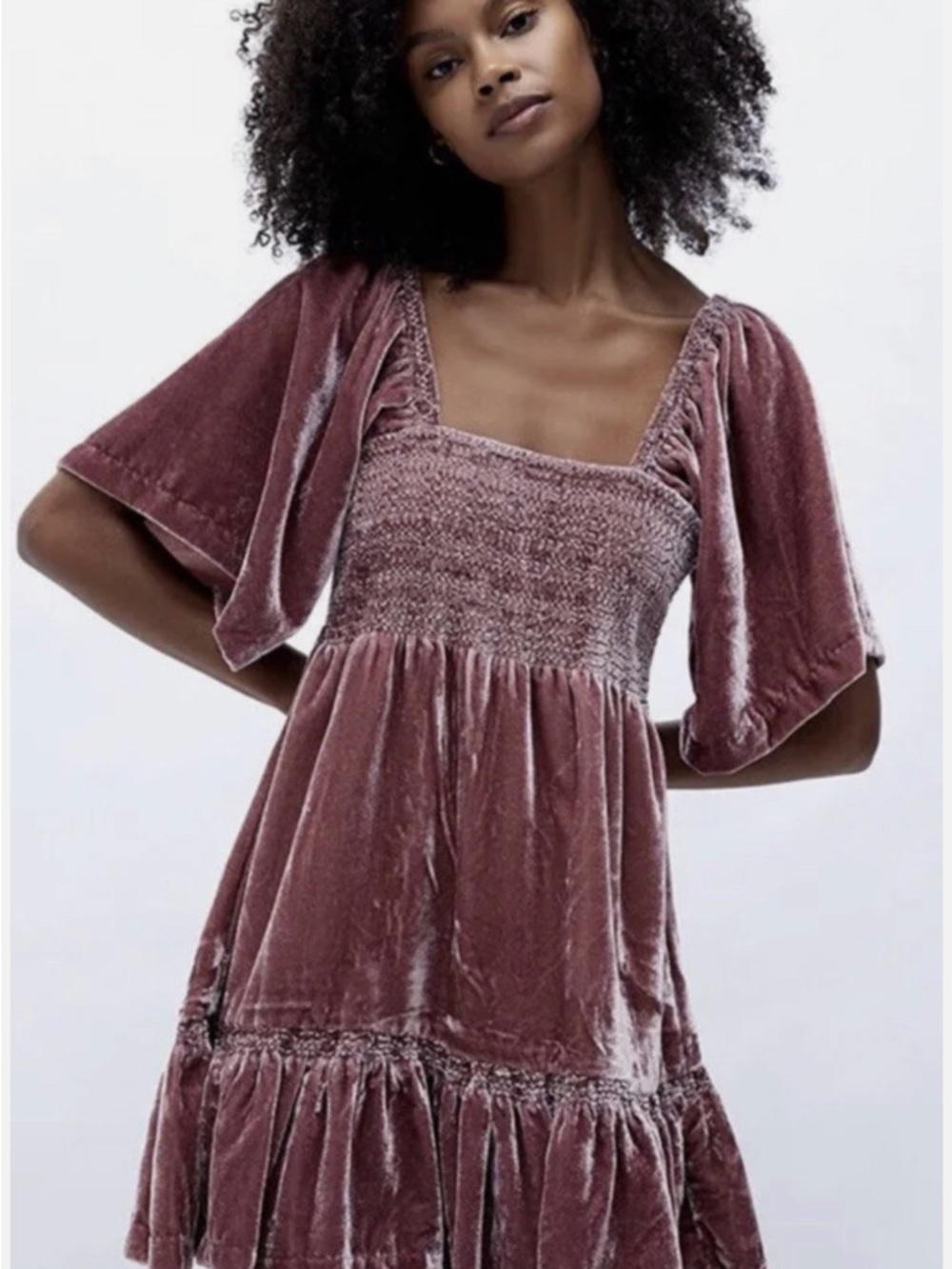 Free People Velvet Easy to Love Mini Dress pink Babydoll